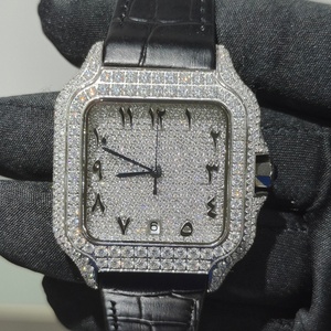 Montre en moissanite haut de gamme, automatique, mécanique, étanche, très vendue, design de luxe unisexe, chiffres romains, calendrier - Product Image 1