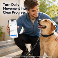 Collier de suivi GPS intelligent Trevaron pour animaux de compagnie, enregistrement du poids, objectifs d'activité, compteur de pas, plan d'exercice, abonnement à l'application
