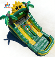 Toboggan aquatique gonflable écologique en PVC Tropical Sun Palm - Double piste pour enfants, parc aquatique d'été pour jardin, idéal pour les fêtes en plein air