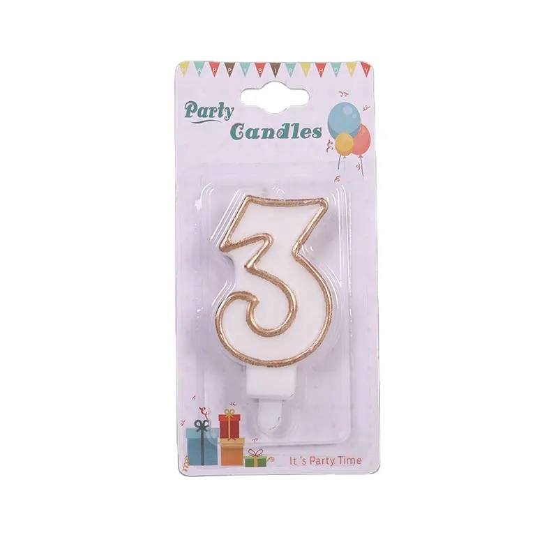 Happy Birthday 0 1 2 3 4 5 6 7 8 9 Cake Gold Painted Number Candles