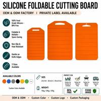 Planche à découper pliable en silicone de qualité alimentaire avec logo personnalisé, portable, antidérapante, résistante à la chaleur, pour le camping en plein air, le barbecue, OEM ODM