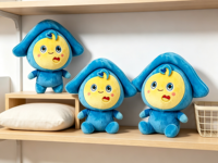 Peluche Personnage de Dessin Animé Mignonne Bleue à Capuche Douce pour Enfants, Cadeau d'Anniversaire, Décoration de Canapé à Domicile