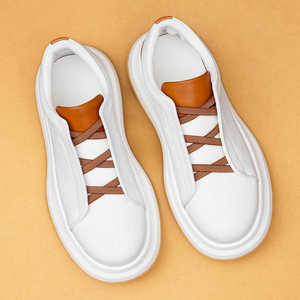 British leather men's <b>shoes</b>. New 2026 style. Business casual minimalist sporty color contrast thick-soled breathable white <b>shoes</b> - Product Image 2