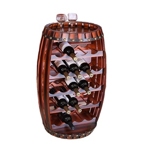Portabottiglie in Legno Rosso Scuro a Forma di <span class=keywords><strong>Botte</strong></span> per Esposizione Vini e Contenitore per Utensili - Product Image 1