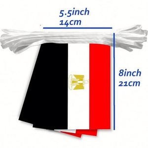 Guirlande de drapeaux rectangulaires égyptiens 5,5*8,2 pouces en polyester pour la décoration d'événements nationaux – Vente en gros - Product Image 1