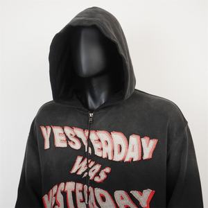 Sweat à capuche surdimensionné avec logo lourd, dégradé, effet délavé à l'acide, brodé, personnalisé TOPSHOW, fermeture éclair pour homme - Product Image 2