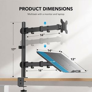 Single Monitor <b>Desk</b> Mount Stand for Laptop Holds <b>Computer</b> Screen up to 17 Inch New Stock Notebook Monitor Mount - Product Image 2