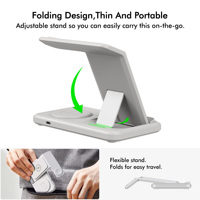 Nouvelle conception de chargeur sans fil 3 en 1, pliable, portable, multifonction, station de charge, charge réelle de 15 W, ABS, prix d'usine