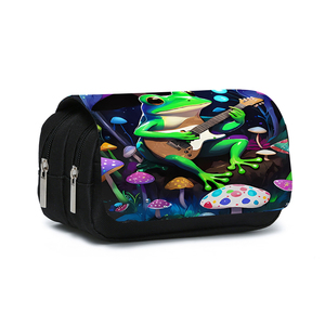 ジャングルマッシュルームパターン二層フリップペンケース男の子/女の子のための最高のギフト3D漫画学校用品ペンチポーチレザー - Product Image 2