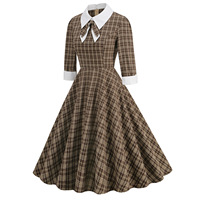 Robes pour femmes en gros, style vintage, robes à carreaux d'été, années 50, années 60, fête de bureau, rockabilly, swing rétro, grande taille