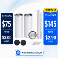 Stock local entrepôt USA Livraison rapide Gobelet isotherme double paroi en acier inoxydable blanc pour sublimation, idéal pour presse à chaud et cadeaux DIY