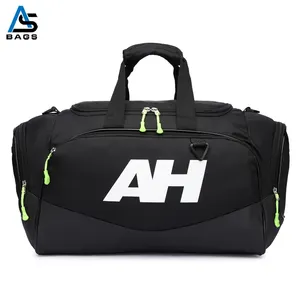 AS oem black high quality bag with shoe pocket large shaped waterproof travel duffel men sport bag