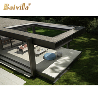 Personnalisé Moderne Luxuria Toit Pergola Mur-encastré Rétractable Hardtop Hangar Auvent Tente Smart Telo Empilable Revêtement en Poudre