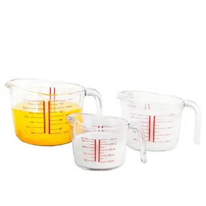 ölçü kabı cam Suppliers-Temperli cam ölçüm fincan sürahi ölçekli sıcak süt kulplu fincan pişirme mutfak isıya dayanıklı mikrodalga fırın