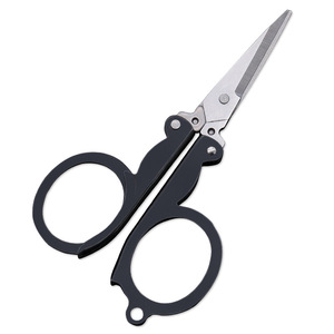 Folding Scissors Stainless Steel Black Portable Travel Outdoor Student Scissors Straight Head Home Use - Product Image 2