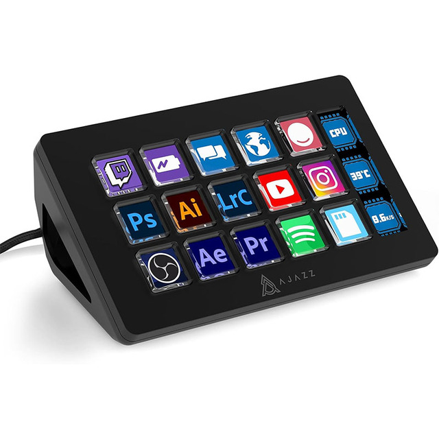 AJAZZ AKP153 Streaming Studio Controller Keypad Type-c Wired with 15 Macro LCD Key&1 Side Screen Display