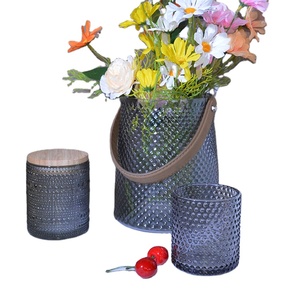 Prezzo di fabbrica nuovo stile urto superficie di vetro vaso <span class=keywords><strong>e</strong></span> vaso di candela set da tavola per la decorazione - Product Image 1