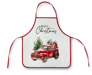 ผ้ากันเปื้อนโพลีเอสเตอร์สีแดงน่ารักแบบไม่มีแขน ปรับแต่งได้ตามต้องการสำหรับเทศกาลคริสต์มาส - ไม่มีกระเป๋า น้ำหนักเบาและซักได้ เหมาะสำหรับทำอาหารในวันหยุดและใช้ในชีวิตประจำวัน - Product Image 1