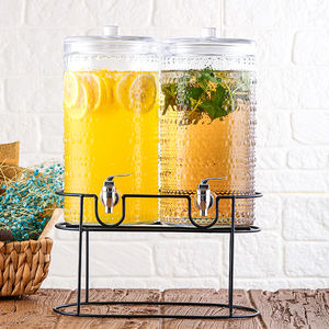 2025 Novo Design 3.8L Limpar Em Relevo Vidro Bebida <span class=keywords><strong>Dispenser</strong></span> Spigot Drink <span class=keywords><strong>Dispenser</strong></span> Tampa para Juice <span class=keywords><strong>Lemonade</strong></span> Party - Product Image 5