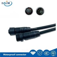 Connecteur étanche mâle-femelle HE SHENG JIA XING IP67 Mini M14 2 broches pour câble d'extension de lampe solaire PCB avec gaine en nylon