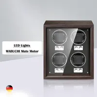 Aoinchon AWD-K Luxe Mabuchi Moto Boîte de remontoir automatique pour montres en bois 2/4/6 emplacements, boîte de rangement mécanique rectangulaire avec serrure, présentoir élégant