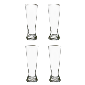 ENSEMBLE DE 4 CHAUSSONS À BIERRE EN VERRE TRANSPARENT 7X20.5CM 370ML - Product Image 1