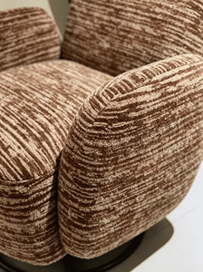 Sillón Moderno Giratorio con Reposapiés, Tapizado en Terciopelo Marrón a Rayas, para Sala de Estar, Dormitorio u Hotel - Product Image 5