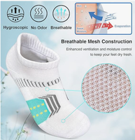 Chaussettes de sport respirantes à ions d'argent antibactériennes personnalisées absorbant la sueur et séchant rapidement, douces et confortables