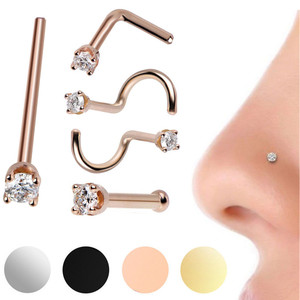 Anillos de Nariz Pequeños y Delgados de 20G, Joyería para Mujer, Acero Inoxidable 316L, Anillos de Nariz Redondos con Diamantes CZ, Joyería para Piercing - Product Image 1