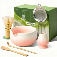 Ensemble de fouets à matcha, ensemble de matcha en céramique, fouet en bambou (Chasen), kit de matcha 6 pièces, comprend tout ce dont vous avez besoin pour préparer le matcha