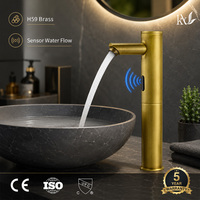 Grifo de Lavabo Comercial de Latón Antiguo con Sensor, Grifo Automático Sin Contacto de Latón DZR para Proyectos de Hoteles de Lujo y Boutiques