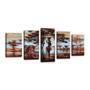 Pintura abstracta de mujer africana <span class=keywords><strong>para</strong></span> decoración del hogar, 5 piezas - Product Image 1