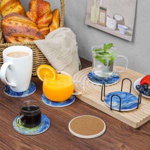Sous-verres en céramique de haute qualité, tapis de table, divers motifs de tasses de bonne qualité, brillants, ronds, sublimation 3D, liège, excellent ensemble <span class=keywords><strong>cadeau</strong></span> - Product Image 2