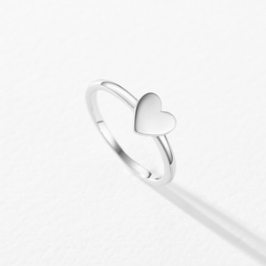 S925 Sterling Silver Smooth Heart <b>Adjustable</b> Thin <b>Ring</b> Minimalist Ins Style Gift Silver Jewelry For Girlfriends And Friends - Product Image 2