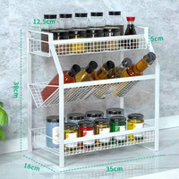 Handy Home Rack de rangement de cuisine à trois niveaux Matériel de fil Bouteille d'assaisonnement Épice Gadget Organisateur Support de type debout