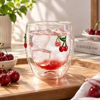 Tasse en verre borosilicate double couche colorée 3D graffiti faite à la main, créative, pour eau, jus, lait – Vente en gros