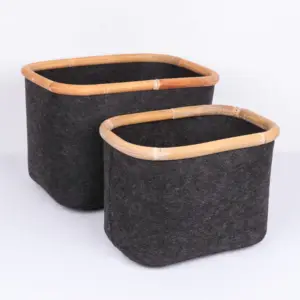 Wholesale Fabric Storage Basket Rattan-Style Felt Storage Box at Cheap Price for Home Storage