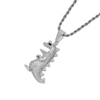 Collier avec pendentif dinosaure personnalisé, micro-pavé CZ, bijoux pour hommes, style hip-hop