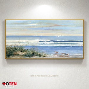 Grande <span class=keywords><strong>peinture</strong></span> à l'huile moderne et simple sur toile, peinte à la main, ciel bleu et <span class=keywords><strong>oiseaux</strong></span> marins, pour décoration murale <span class=keywords><strong>de</strong></span> salon - Product Image 2