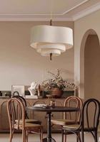 Lustre de plafond pour cuisine de restaurant de style japonais Wabi Sabi, LED E27, tissu vintage, fer, haute luminosité, garantie de 3 ans