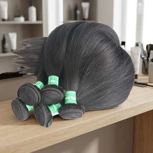 Vente en gros de mèches de cheveux humains Remy indiens lisses, 100g, qualité 8A, vierges, double trame machine, toutes couleurs, longues, toutes longueurs - Product Image 2
