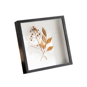 Fiore acrilico quadrato 10 "12" scatola ombra in legno cornice 3d shadow box