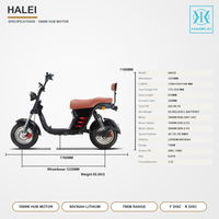 Moto électrique de style Citycoco 1000W 60V30Ah 45km/h avec freins à disque doubles, autonomie de 75km, scooter électrique pour adultes pour les trajets quotidiens