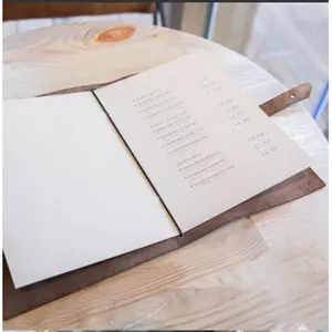 Cubiertas de libro de cuero de moda para restaurante, portatarjetas de menú, cubierta de menú de Libro