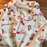Ensemble de pyjama pour femme en polyester avec motif d'ours de Noël mignon, cardigan à manches courtes et shorts, vêtements de détente respirants pour l'été, style féminin élégant, ODM PJ