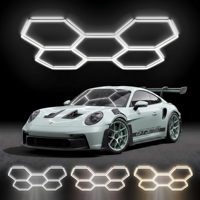 Plafonnier de garage hexagonal LED nid d'abeille 3CCT commutable 6500K 5000K 3500K, design modulaire DIY pour atelier de detailing automobile