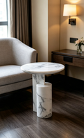 Table d'appoint en marbre blanc naturel, plateau de table à manger, table d'appoint moderne de luxe en pierre, polie, durable, pour salon, villa, personnalisable