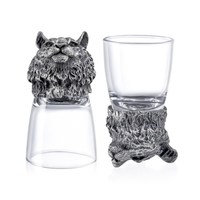 RORO décor à la maison cadeaux de mariage de luxe pour les invités argent loup animal verre ensemble bière vin conteneur tir minuscules décorations en verre