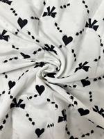 Tissu en coton brodé ajouré à motifs cœurs noirs et blancs, semi-transparent, pour robes, broderie personnalisée, fournisseur en gros