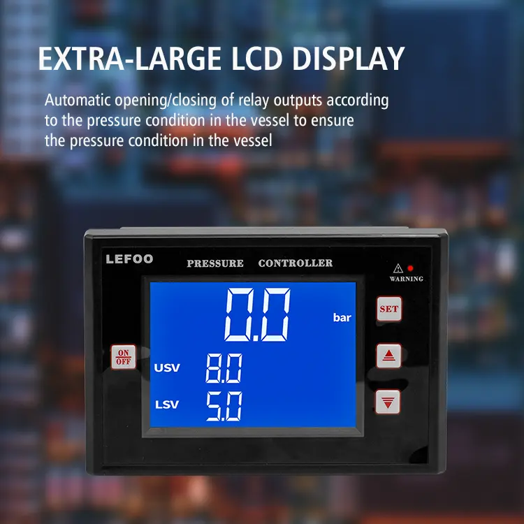 LEFOO مفتاح ضغط شاشة عرض LCD كبيرة الحجم قابل للتعديل الضغط السلبي التحكم مفتاح ضغط رقمي مفتاح ضغط أو مضخة تفريغ